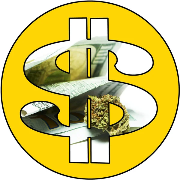 $ Marijuana Cannabis Pot & Weed Money — Stock Photo, Image