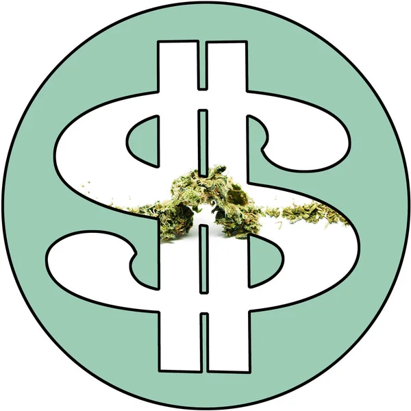 $Marihuana Cannabis Topf & Unkrautgeld — Stockfoto