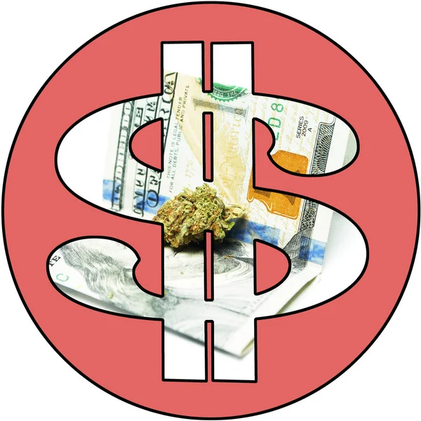 Δοχείο κάνναβης μαριχουάνα $ & ζιζανίων χρήματα — Φωτογραφία Αρχείου