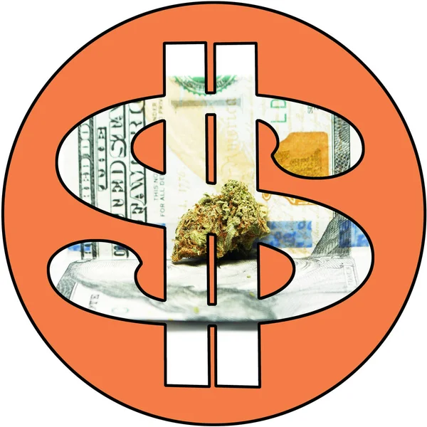 $Marijuana Cannabis Pot & Weed Money — Fotografia de Stock