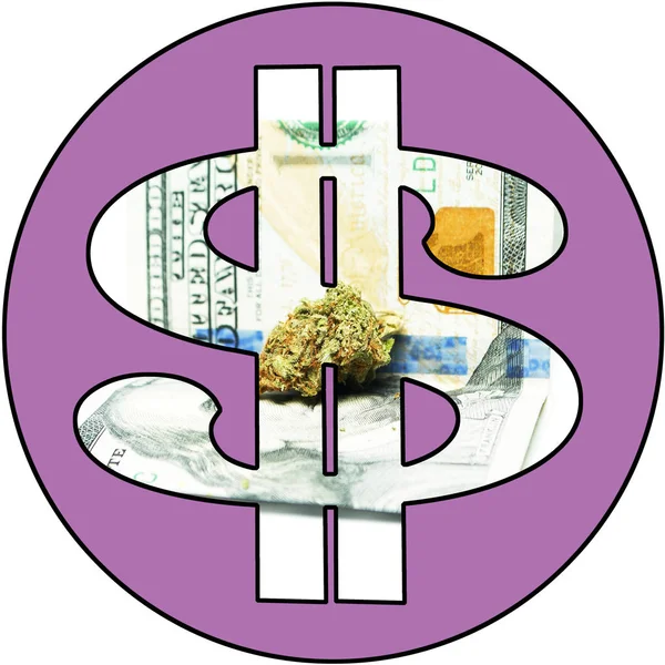 Garnek marihuana marihuana $ & chwastów pieniądze — Zdjęcie stockowe