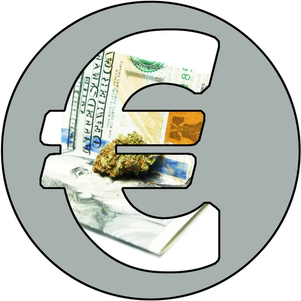 Marijuana Money, Cannabis Weed and Pot Buds in the Euro Symbol