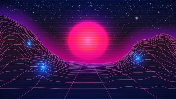 Synthwave Horizon Background Virtual Landscape Glow Perspective Grid ...