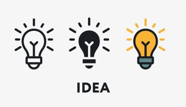 Yaratıcı Fikir Ampulü. Düz Vektör Satırı Simgesi.