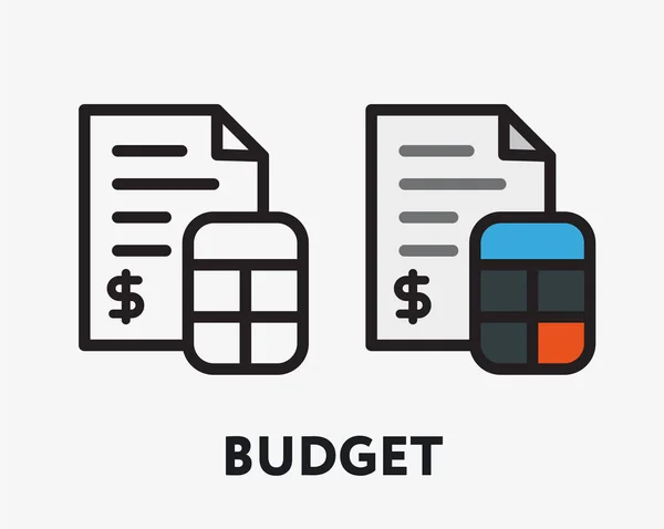 Budget Document Calculator Paper Profit Flat Vector Line Icon — ストックベクタ