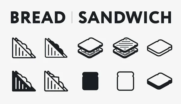 Sarapan Roti Isometrik Sandwich Segitiga Makanan Cepat Saji Set Ikon - Stok Vektor