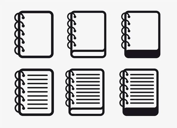Spring Notebook Notepad Düz Vektör Satır Simgesi Ayarlandı — Stok Vektör