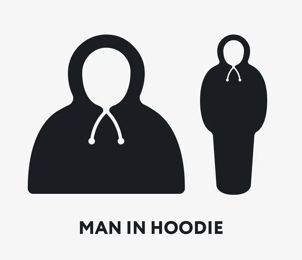 Homem Hoodie Ícone Linha Vetor Plano — Vetor de Stock
