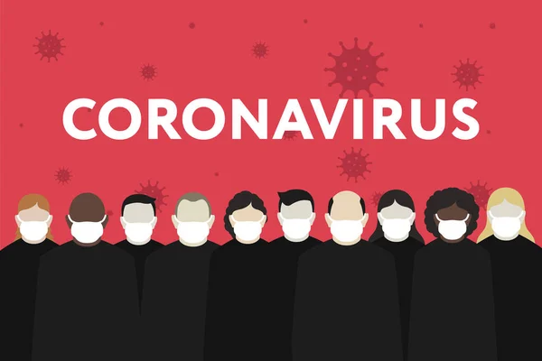 Coronavirus Covid World Epidemic Pandemic Virus Bacteria Outbreak Multitud Personas — Vector de stock