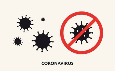 Virüsü durdur. Coronavirus 'a dikkat et. Evde kal. Düz Vektör Simgesi.