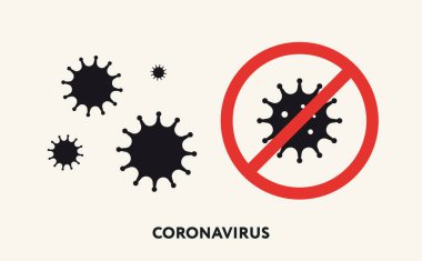 Stop Virus. Beware of Coronavirus. Stay Home. Flat Vector Icon.