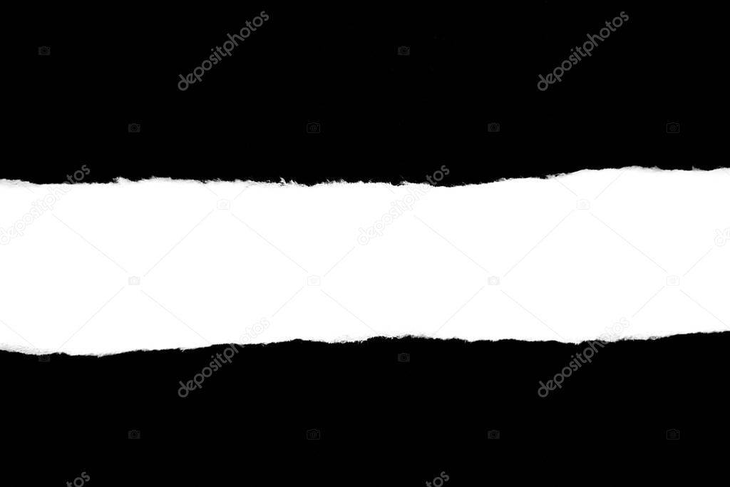 Isolated Rough Torn Rip Paper Cardboard Cut Stripe Piece Sheet Edge. Overlay Surface Texture Background. 