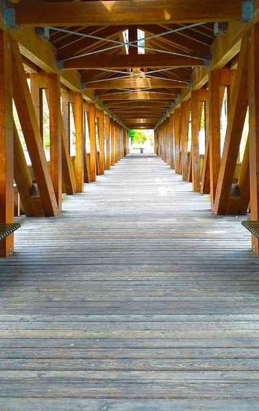 Houten Brug Van Comano Terme Park Bij Ponte Arche Italië — Stockfoto