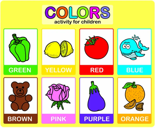 Farben Lernen Für Kinder Und Kindergartenkinder Bildung — Stockvektor