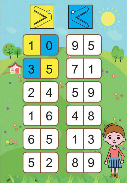 Упражнения для детей дошкольного и детского сада, иллюстрированные упражнения - цифры
