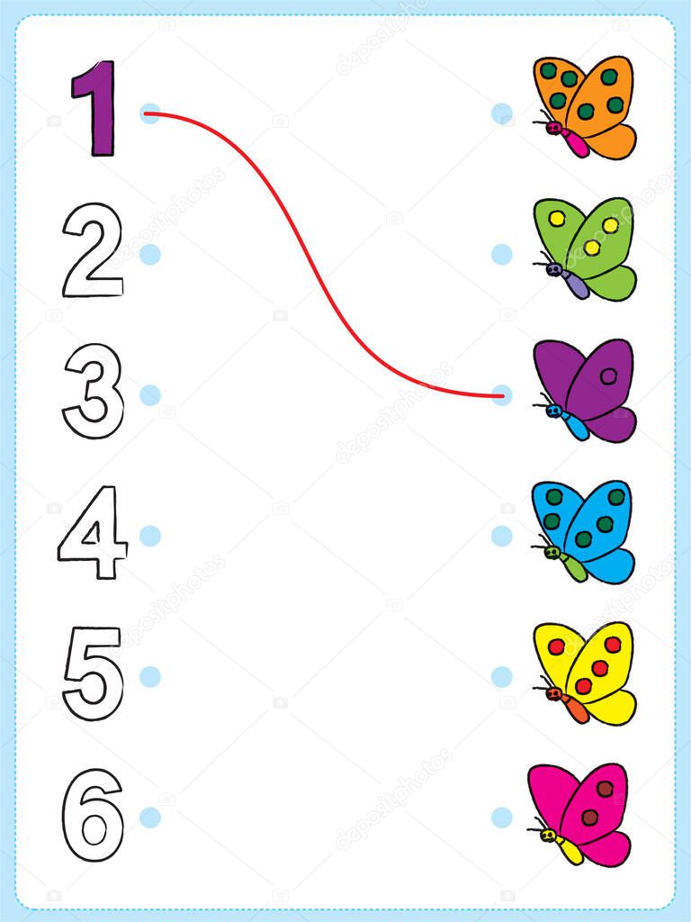 Exercise for preschool and kindergarten kids, Illustrated exercise - numbers