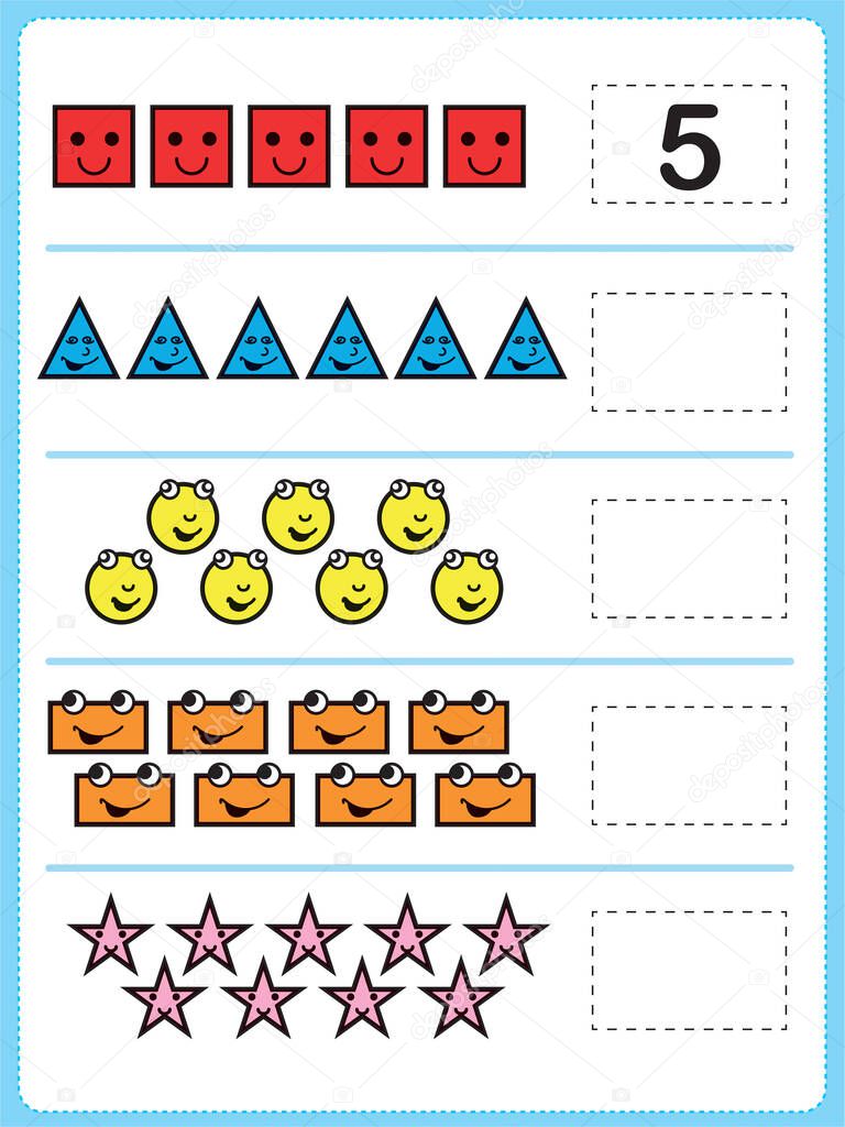 Exercise for preschool and kindergarten kids, Illustrated exercise - numbers