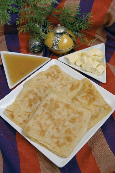 Msemen Moroccan Traditional Pancake Moroccan Arabic Food — Stock Photo, Image