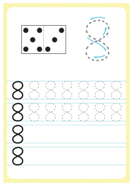 Übung Für Vorschul Und Kindergartenkinder Zeichnen Mit Zahlen — Stockvektor