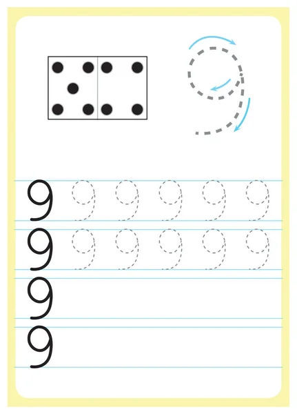 Übung Für Vorschul Und Kindergartenkinder Zeichnen Mit Zahlen — Stockvektor