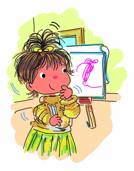 Happy Child Draw Painting Illustrazione Vettoriale — Vettoriale Stock