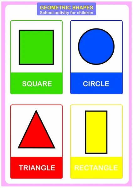 Forme Colori Geometrici Poster Didattico Scuola Materna Asilo — Vettoriale Stock