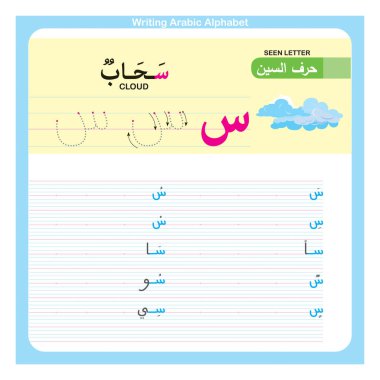 Anaokulu ve anaokulu çocukları için Arapça Alfabe Egzersizi, Illustrated egzersiz