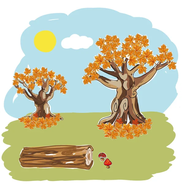 Autumn season landscape in vector illustration