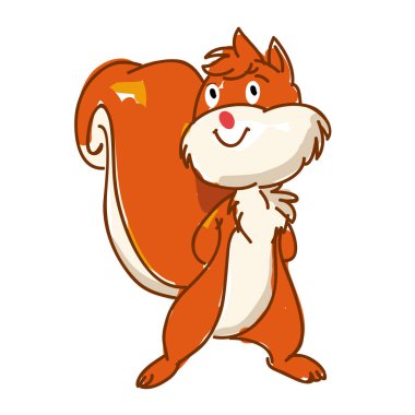 Beyaz arkaplan vektör illüstrasyonunda sincap karikatürü izole edildi