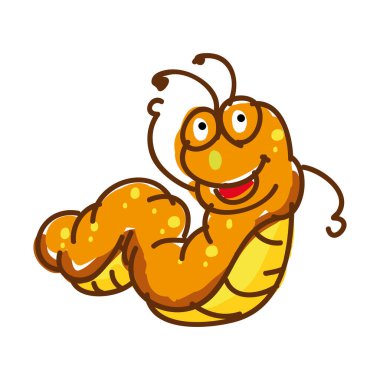 Tırtıl çizgi filmi beyaz arkaplan vektör illüstrasyonunda izole edildi