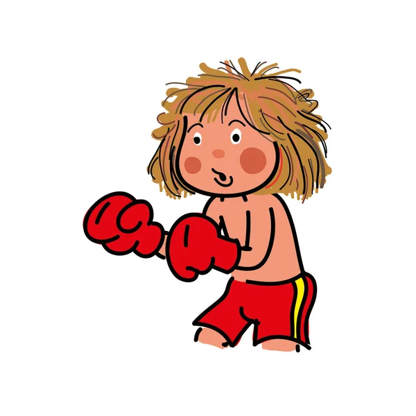 Crianças Jogando Boxe Ilustração Vetorial —  Vetores de Stock