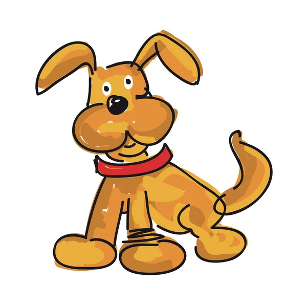 白い背景に隔離された面白い茶色の犬ベクトル図 — ストックベクタ