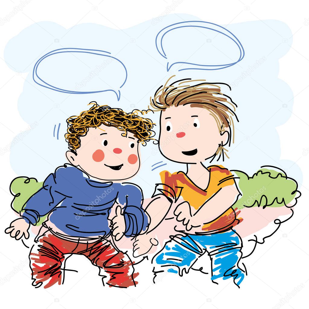 Children discussing, vector illustration