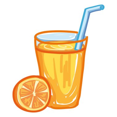 Beyaz arkaplan vektör çiziminde izole edilmiş portakal suyu