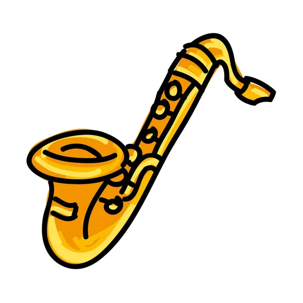 Saxofon Izolovaný Bílém Pozadí Vektorové Ilustrace — Stockový vektor