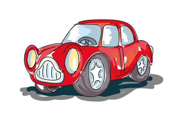 Κόκκινο Αυτοκίνητο Που Απομονώνεται Λευκό Φόντο Διανυσματική Απεικόνιση — Διανυσματικό Αρχείο