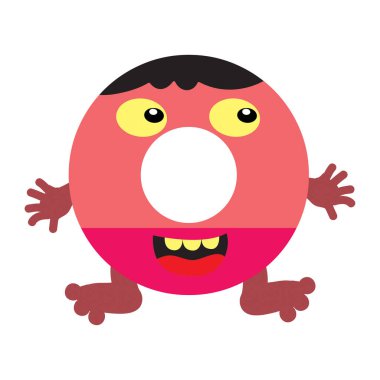 Çocuklar için maskot alfabesi, çocuklar için komik alfabe vektör çizimi