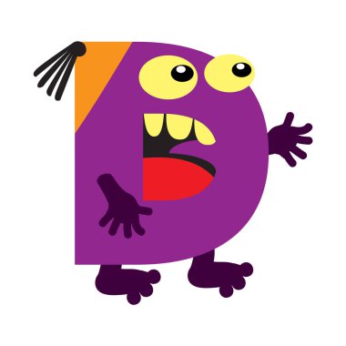 Çocuklar için maskot alfabesi, çocuklar için komik alfabe vektör çizimi