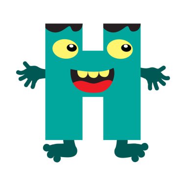 Çocuklar için maskot alfabesi, çocuklar için komik alfabe vektör çizimi