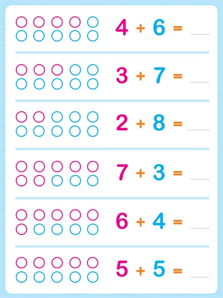 Exercise Children Primary School Learn Worksheet Activity Kids — Stock Vector