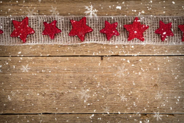 Sfondo in legno con cornice di stelle rosse — Foto Stock
