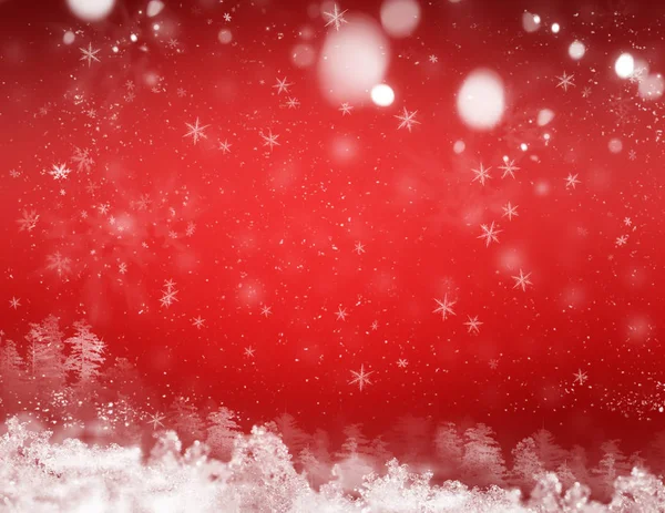 Fond rouge avec flocons de neige — Photo