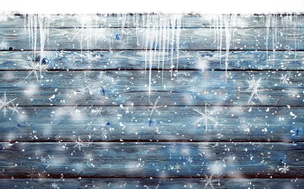 Winter blue wood background — Stock Photo, Image