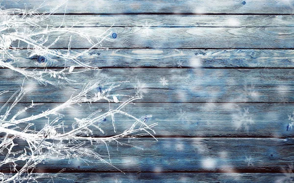 Голубой фон с ледяными ветками — стоковое фото