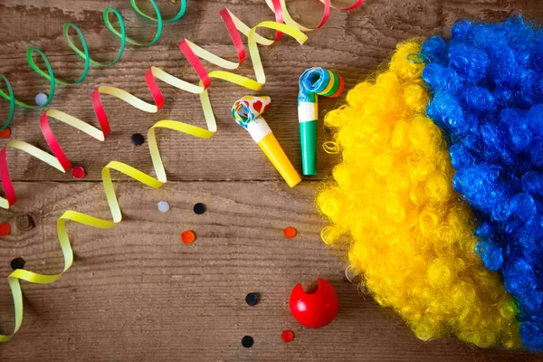 Clown wig and whistle — Stock Photo, Image