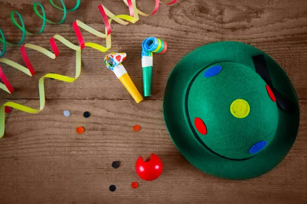 Clown hat on wood — Stock Photo, Image