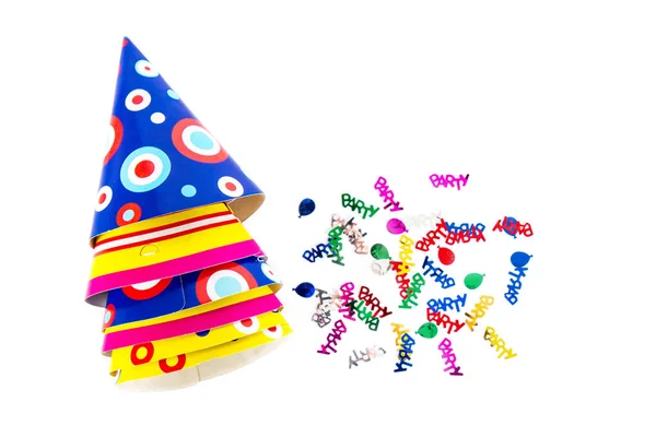 Diferentes sombreros de cono de fiesta de cumpleaños — Foto de Stock