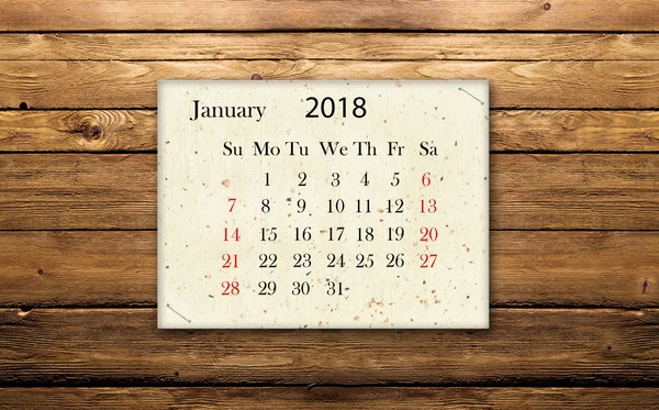 Calendario gennaio 2018 — Foto Stock