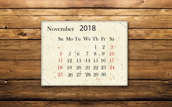 Calendario novembre 2018 — Foto Stock