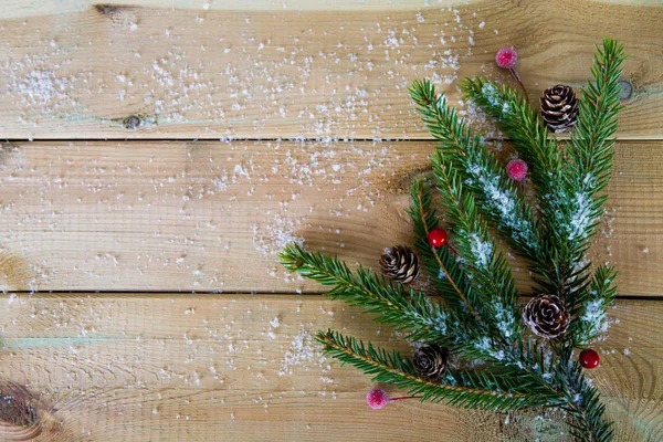 Fir branches on wooden table Stock Image